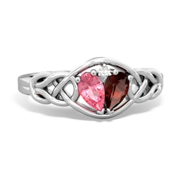 Lab Pink Sapphire Celtic Love Knot 14K White Gold ring R5420