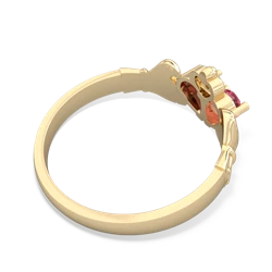 Lab Pink Sapphire 'Our Heart' Claddagh 14K Yellow Gold ring R2388