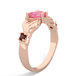 Lab Pink Sapphire Claddagh Keepsake 14K Rose Gold ring R5245