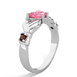 Lab Pink Sapphire Claddagh Keepsake 14K White Gold ring R5245