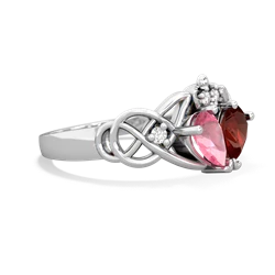 Lab Pink Sapphire 'One Heart' Celtic Knot Claddagh 14K White Gold ring R5322