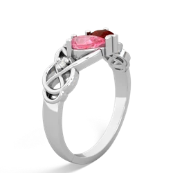 Lab Pink Sapphire 'One Heart' Celtic Knot Claddagh 14K White Gold ring R5322