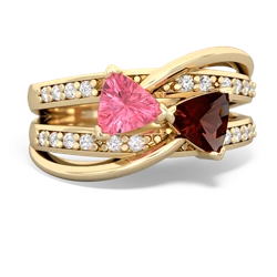 Lab Pink Sapphire Bowtie 14K Yellow Gold ring R2360