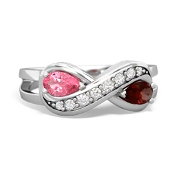 Lab Pink Sapphire Diamond Infinity 14K White Gold ring R5390