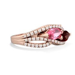 Lab Pink Sapphire Diamond Rivers 14K Rose Gold ring R3070