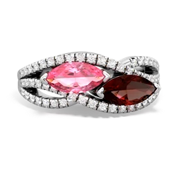 Lab Pink Sapphire Diamond Rivers 14K White Gold ring R3070