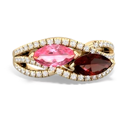 Lab Pink Sapphire Diamond Rivers 14K Yellow Gold ring R3070