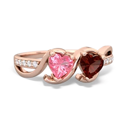 Lab Pink Sapphire Side By Side 14K Rose Gold ring R3090