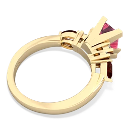 Lab Pink Sapphire 6Mm Princess Eternal Embrace Engagement 14K Yellow Gold ring C2002