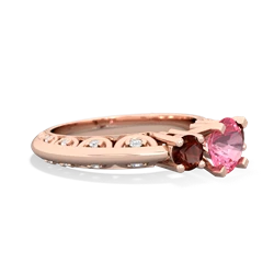 Lab Pink Sapphire Art Deco Eternal Embrace Engagement 14K Rose Gold ring C2003