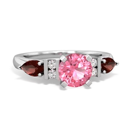 Lab Pink Sapphire 6Mm Round Eternal Embrace Engagement 14K White Gold ring R2005