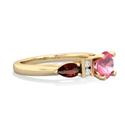 Lab Pink Sapphire 6Mm Round Eternal Embrace Engagement 14K Yellow Gold ring R2005