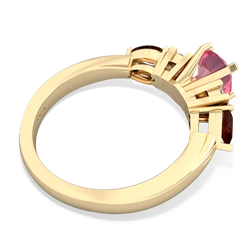 Lab Pink Sapphire 6Mm Round Eternal Embrace Engagement 14K Yellow Gold ring R2005