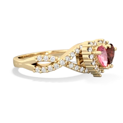 Lab Pink Sapphire Diamond Twist 'One Heart' 14K Yellow Gold ring R2640HRT