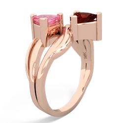 Lab Pink Sapphire Split Band Swirl 14K Rose Gold ring R2341