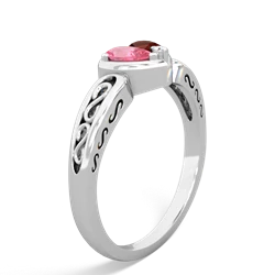 Lab Pink Sapphire Filligree 'One Heart' 14K White Gold ring R5070