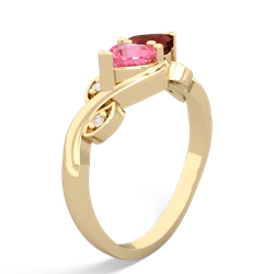 Lab Pink Sapphire Floral Elegance 14K Yellow Gold ring R5790