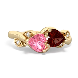 Lab Pink Sapphire Floral Elegance 14K Yellow Gold ring R5790