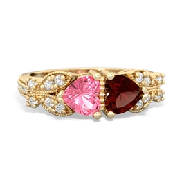 Lab Pink Sapphire Diamond Butterflies 14K Yellow Gold ring R5601