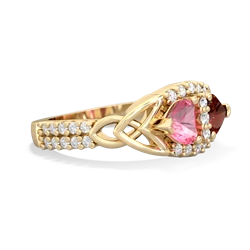 Lab Pink Sapphire Sparkling Celtic Knot 14K Yellow Gold ring R2645