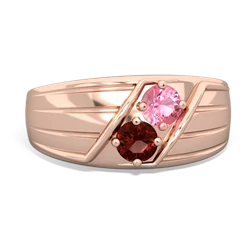 Lab Pink Sapphire Men's Streamline 14K Rose Gold ring R0460