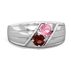 Lab Pink Sapphire Men's Streamline 14K White Gold ring R0460