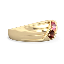 Lab Pink Sapphire Men's Streamline 14K Yellow Gold ring R0460