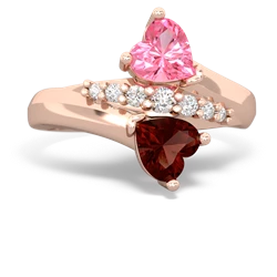 Lab Pink Sapphire Heart To Heart 14K Rose Gold ring R2064