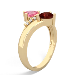 Lab Pink Sapphire Heart To Heart 14K Yellow Gold ring R2064