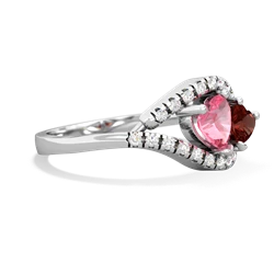 Lab Pink Sapphire Mother And Child 14K White Gold ring R3010