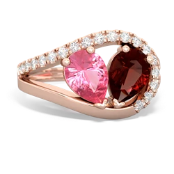 Lab Pink Sapphire Nestled Heart Keepsake 14K Rose Gold ring R5650