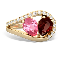 Lab Pink Sapphire Nestled Heart Keepsake 14K Yellow Gold ring R5650