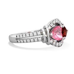 Lab Pink Sapphire Art-Deco Keepsake 14K White Gold ring R5630