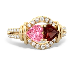 Lab Pink Sapphire Art-Deco Keepsake 14K Yellow Gold ring R5630