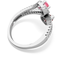 Lab Pink Sapphire Diamond Dazzler 14K White Gold ring R3000