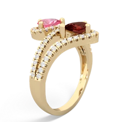 Lab Pink Sapphire Diamond Dazzler 14K Yellow Gold ring R3000