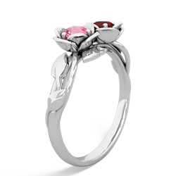 Lab Pink Sapphire Rose Garden 14K White Gold ring R5510