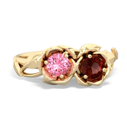 Lab Pink Sapphire Rose Garden 14K Yellow Gold ring R5510