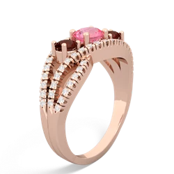 Lab Pink Sapphire Three Stone Aurora 14K Rose Gold ring R3080