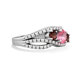 Lab Pink Sapphire Three Stone Aurora 14K White Gold ring R3080