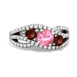 Lab Pink Sapphire Three Stone Aurora 14K White Gold ring R3080