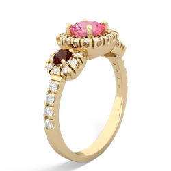 Lab Pink Sapphire Regal Halo 14K Yellow Gold ring R5350