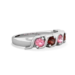 Lab Pink Sapphire Anniversary Band 14K White Gold ring R2089