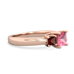 Lab Pink Sapphire Three Stone Trellis 14K Rose Gold ring R4015