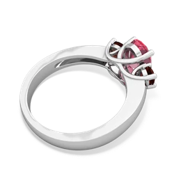 Lab Pink Sapphire Three Stone Oval Trellis 14K White Gold ring R4024