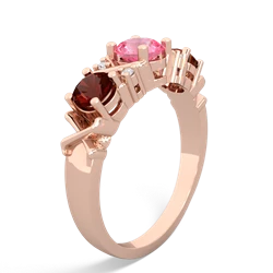 Lab Pink Sapphire Hugs And Kisses 14K Rose Gold ring R5016