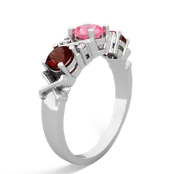 Lab Pink Sapphire Hugs And Kisses 14K White Gold ring R5016