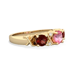 Lab Pink Sapphire Hugs And Kisses 14K Yellow Gold ring R5016