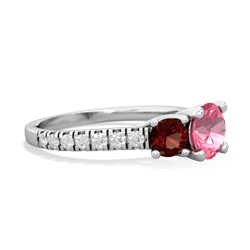 Lab Pink Sapphire Pave Trellis 14K White Gold ring R5500