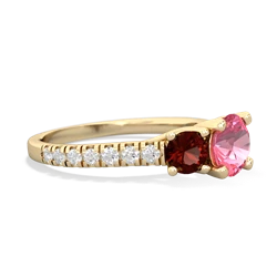 Lab Pink Sapphire Pave Trellis 14K Yellow Gold ring R5500